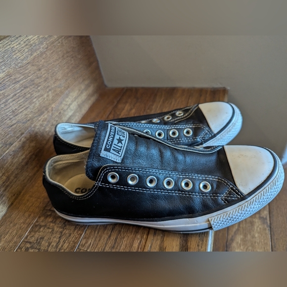 Converse unisex All Star Slip On Black Leather Sneaker Men 6.5 Women 8.5 - Picture 6 of 16